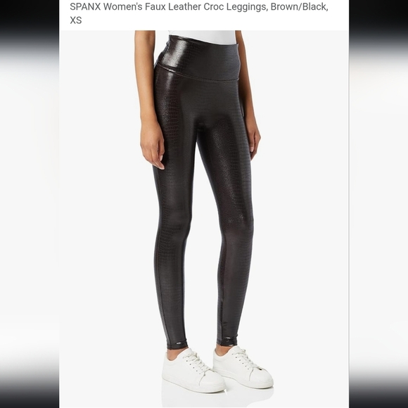 SPANX Croc Faux Leather Leggings - Picture 1 of 7